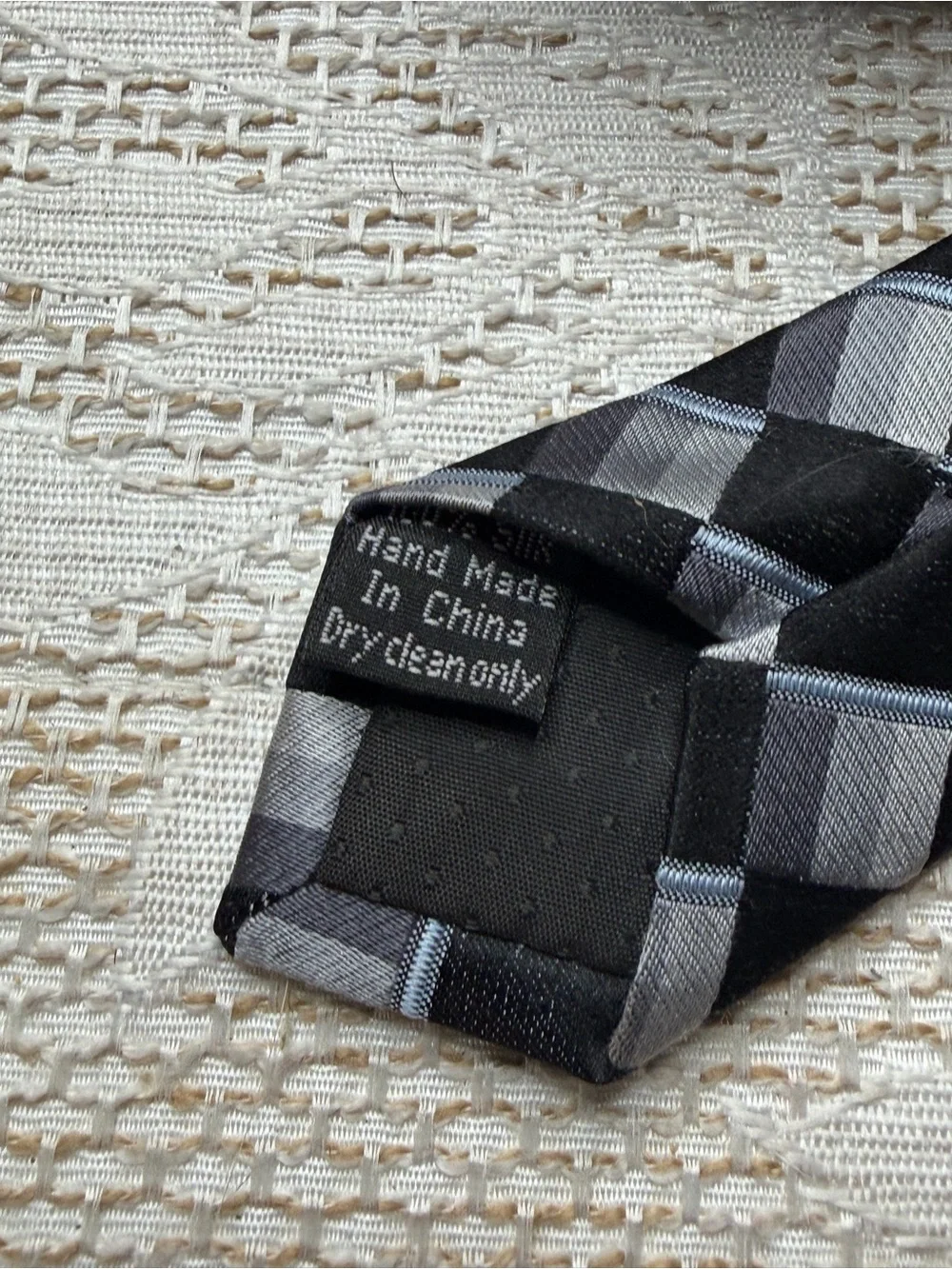 Platinum Designs Men's Tie in gray, black, and white handmade silk